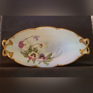 Porcelain Hand Painted Dish, Vintage, Pre'owned, Pansies,
